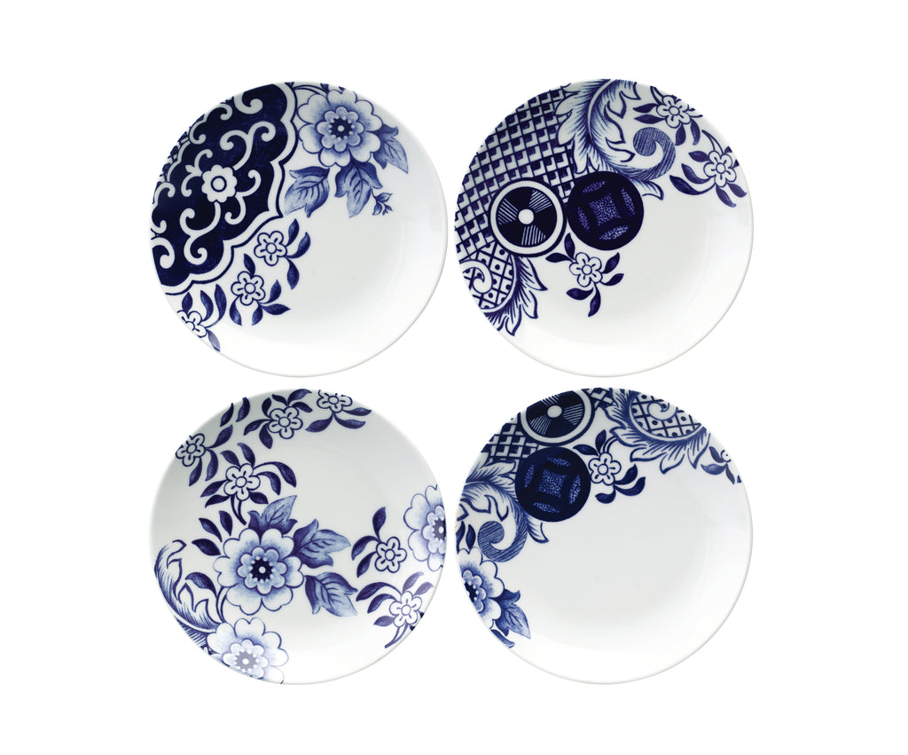WILLOW LOVE STORY Set of 4 x 15cm Assorted Side Plates (Blue)